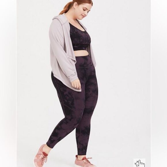 Torrid Hooded Cardigan Drape Sweater active top EUC lilac purple 5X plus size - Picture 2 of 15